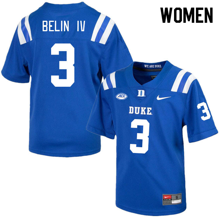 Women #3 Henry Belin IV Duke Blue Devils College Football Jerseys Stitched-Royal